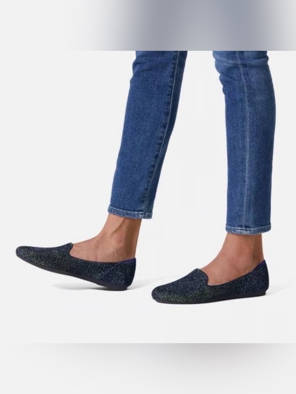Rothy's Women's Knit Slip-On Flats in Navy with Lime Insole